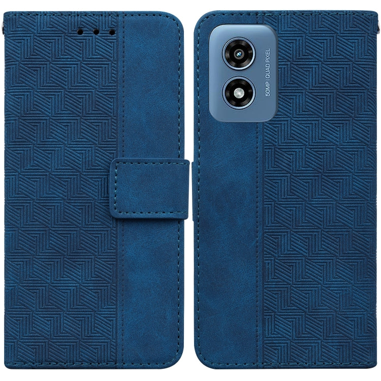 For Motorola Moto G Play 4G 2024 Geometric Embossed Leather Phone Case(Blue) - Motorola Cases by PMC Jewellery | Online Shopping South Africa | PMC Jewellery | Buy Now Pay Later Mobicred