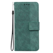 For Motorola Moto G Play 4G 2024 Geometric Embossed Leather Phone Case(Green)