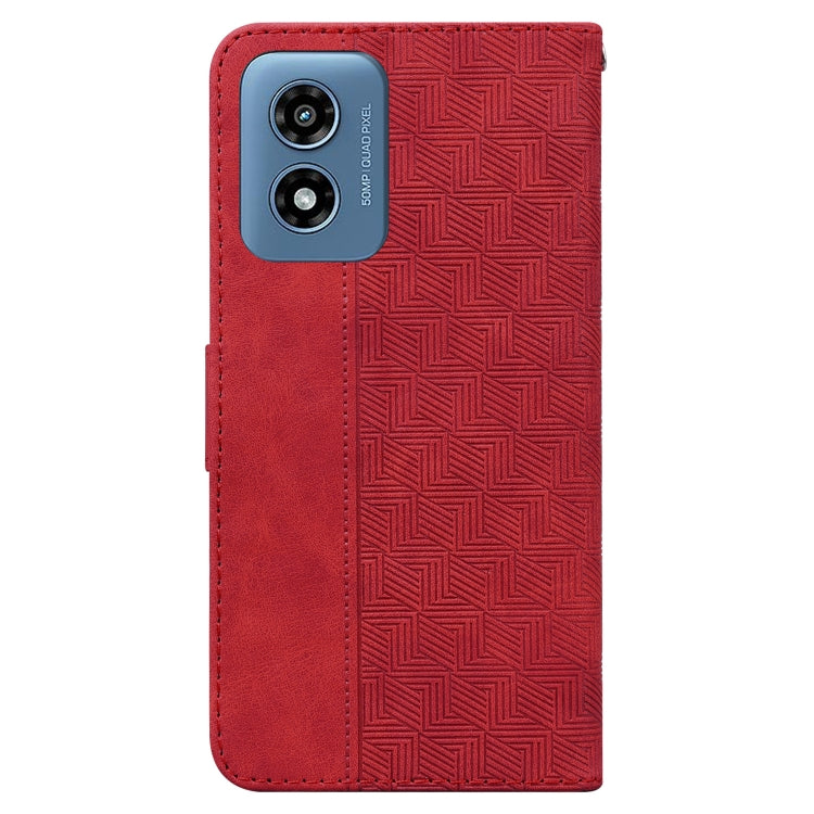 For Motorola Moto G Play 4G 2024 Geometric Embossed Leather Phone Case(Red)