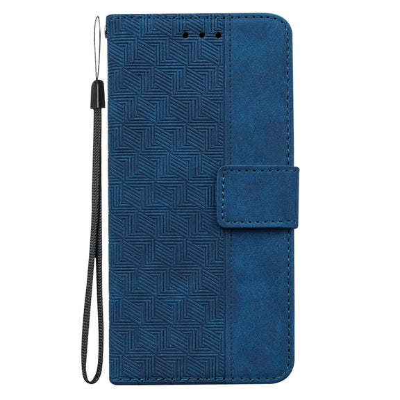 For Motorola Moto G Power 5G 2024 Geometric Embossed Leather Phone Case(Blue)