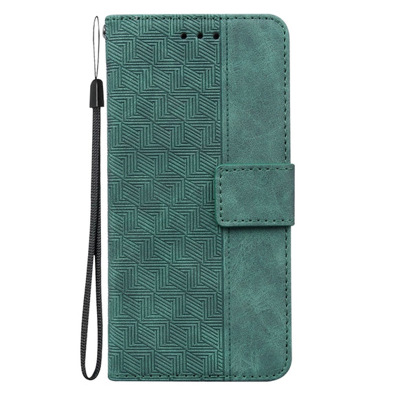 For Motorola Moto G Power 5G 2024 Geometric Embossed Leather Phone Case(Green)