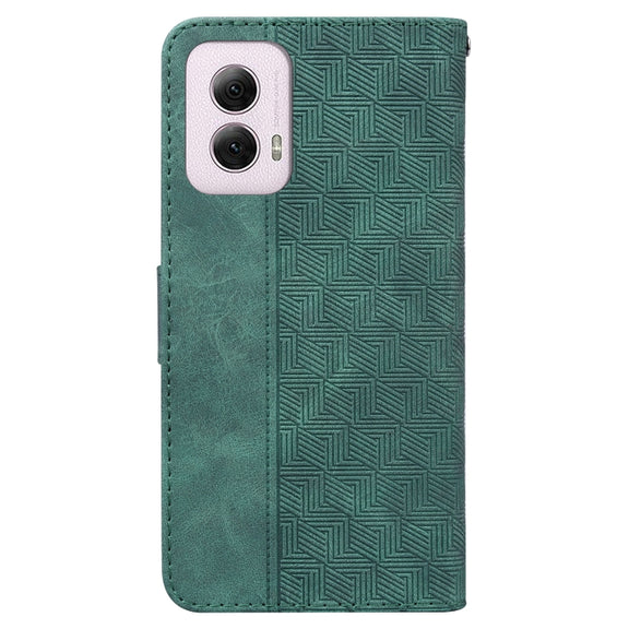 For Motorola Moto G Power 5G 2024 Geometric Embossed Leather Phone Case(Green)