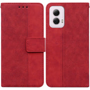 For Motorola Moto G Power 5G 2024 Geometric Embossed Leather Phone Case(Red)