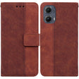 For Motorola Edge 2024 Geometric Embossed Leather Phone Case(Brown) - Motorola Cases by PMC Jewellery | Online Shopping South Africa | PMC Jewellery | Buy Now Pay Later Mobicred