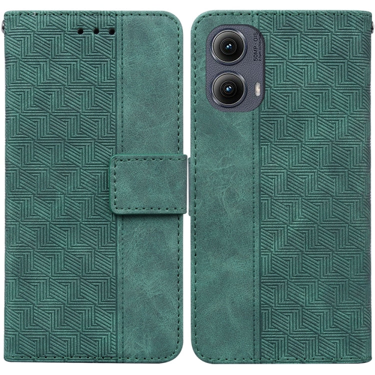 For Motorola Edge 2024 Geometric Embossed Leather Phone Case(Green) - free shipping - PMC Jewellery - Order now!