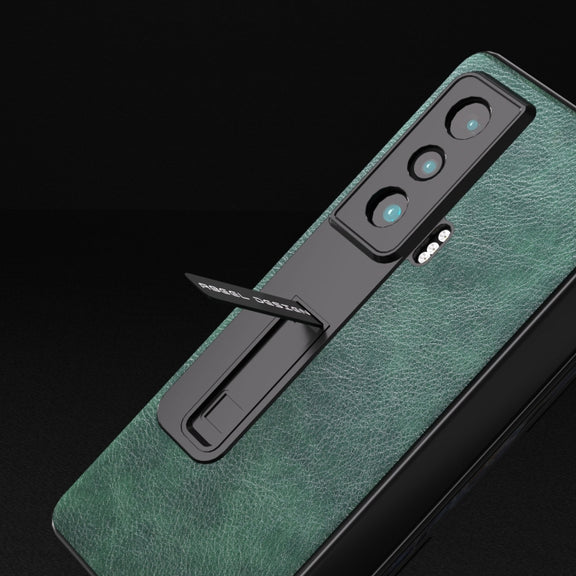 For Honor Magic Vs ABEEL Dual Color Lichi Texture PU Phone Case(Green)