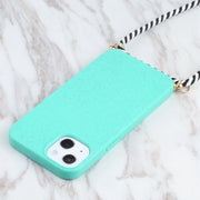 For iPhone 16 Pro Wheat Straw TPU Shockproof Phone Case with Neck Lanyard(Green)