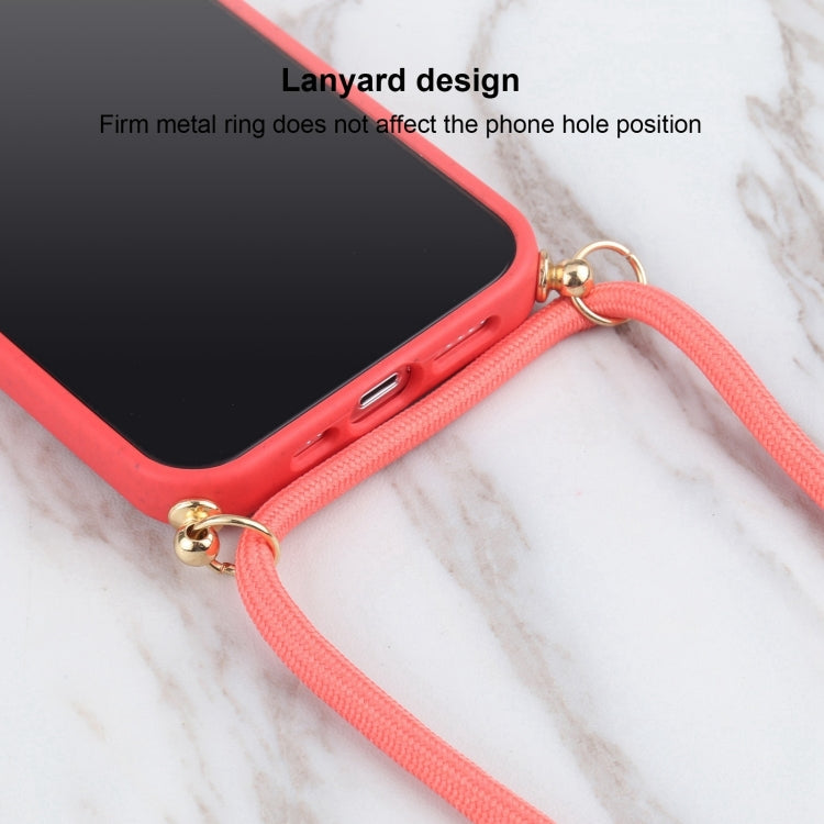 For iPhone 16 Wheat Straw TPU Shockproof Phone Case with Neck Lanyard(Red) - iPhone 16 Cases by PMC TechLife | Online Shopping South Africa | PMC TechLife | Buy Now Pay Later Mobicred