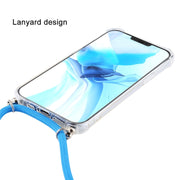 For iPhone 16 Pro Four-Corner Shockproof Transparent TPU Case with Lanyard(Black Green)