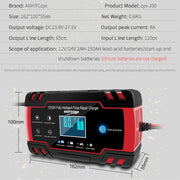 ANHTCzyx 12V 8A  / 24V 4A Automobile Battery Charger Motorcycle Battery Repair Type AGM(UK Plug)