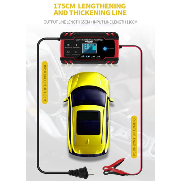 ANHTCzyx 12V 8A  / 24V 4A Automobile Battery Charger Motorcycle Battery Repair Type AGM(UK Plug)