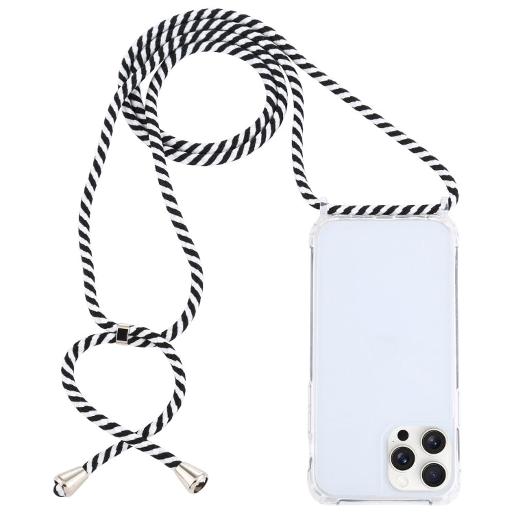For iPhone 16 Pro Max Transparent Acrylic Airbag Shockproof Phone Protective Case with Lanyard(Zebra) - iPhone 16 Pro Max Cases by PMC TechLife | Online Shopping South Africa | PMC TechLife | Buy Now Pay Later Mobicred