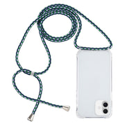 For iPhone 16 Transparent Acrylic Airbag Shockproof Phone Protective Case with Lanyard(Green White Blue)