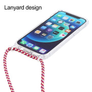 For iPhone 16 Transparent Acrylic Airbag Shockproof Phone Protective Case with Lanyard(Green White Blue)