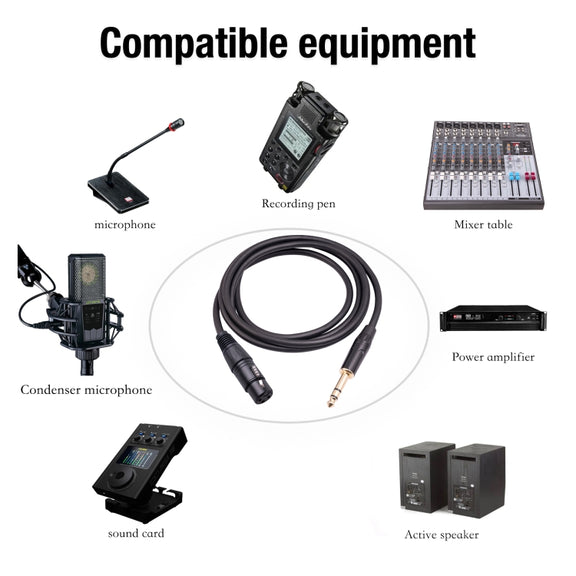 6.35mm 1/4 TRS Male to XLR 3pin Female Microphone Cable, Length:10m
