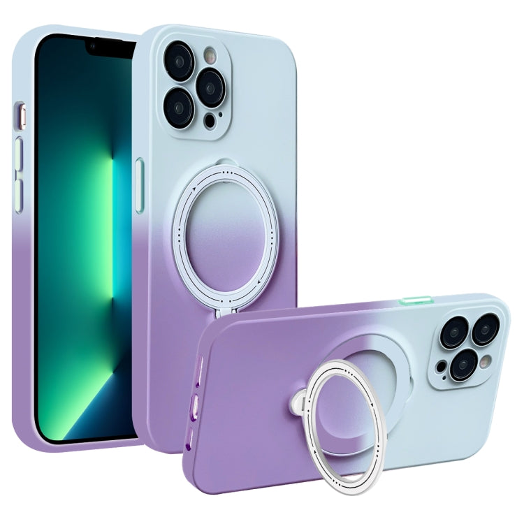 For iPhone 13 Pro MagSafe Holder Gradient TPU Phone Case(Gray Purple) - iPhone 13 Pro Cases by PMC TechLife | Online Shopping South Africa | PMC TechLife