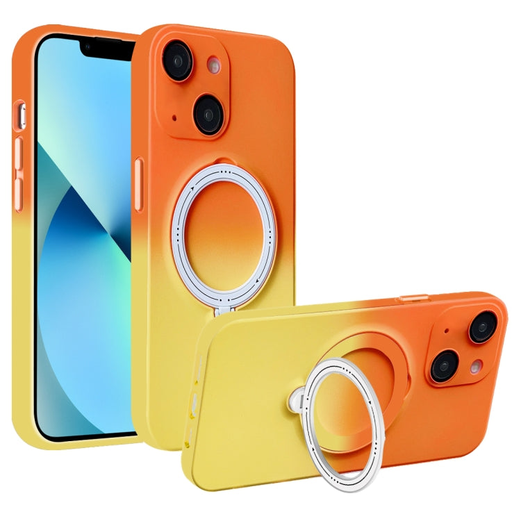For iPhone 13 MagSafe Holder Gradient TPU Phone Case(Orange Yellow) - iPhone 13 Cases by PMC TechLife | Online Shopping South Africa | PMC TechLife