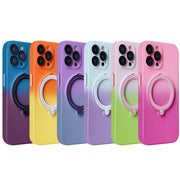 For iPhone 11 Pro Max MagSafe Holder Gradient TPU Phone Case(Gray Purple)