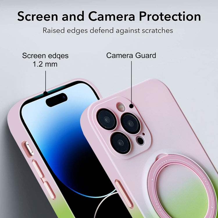 For iPhone 12 Pro Max MagSafe Holder Gradient TPU Phone Case(Pink Green) - iPhone 12 Pro Max Cases by PMC TechLife | Online Shopping South Africa | PMC TechLife
