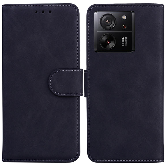 For Xiaomi 13T / 13T Pro / Redmi K60 Ultra Skin Feel Pure Color Flip Leather Phone Case(Black)