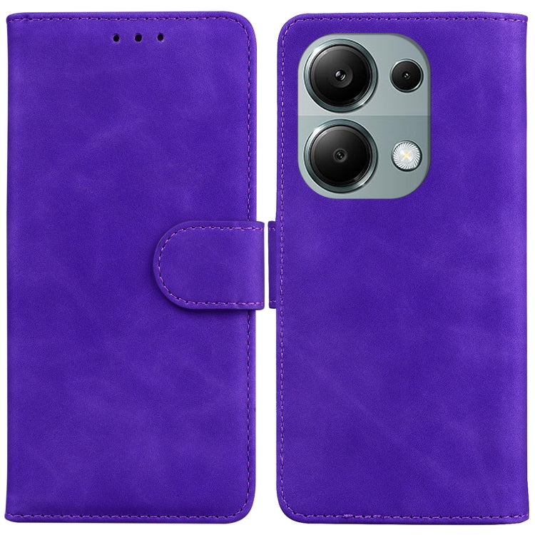 For Xiaomi Poco M6 Pro 4G Skin Feel Pure Color Flip Leather Phone Case(Purple) - Xiaomi Cases by PMC TechLife | Online Shopping South Africa | PMC TechLife | Buy Now Pay Later Mobicred