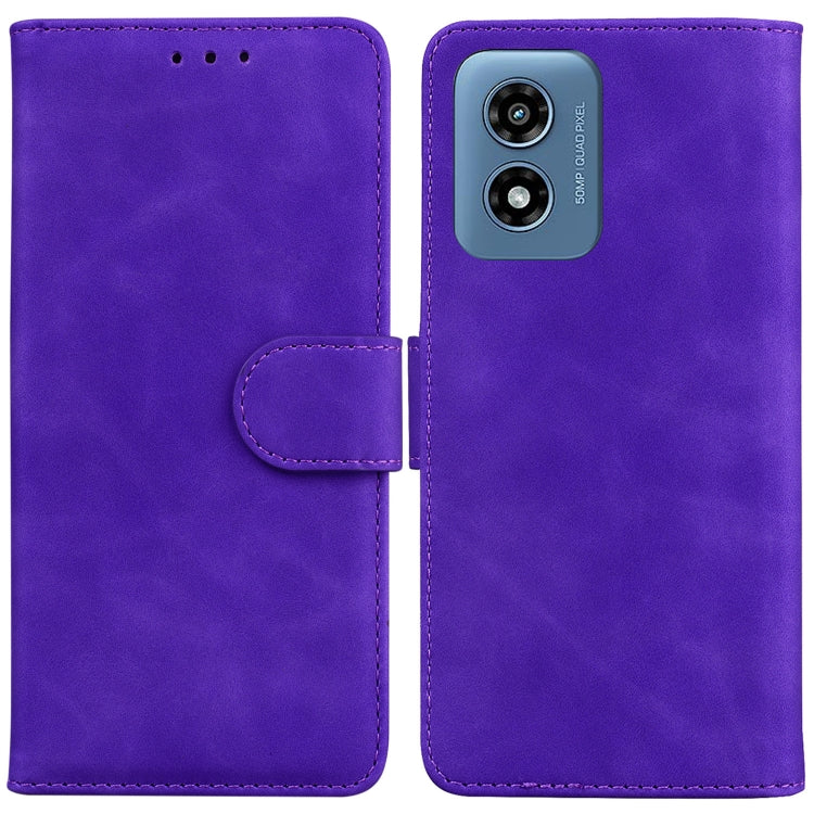 For Motorola Moto G Play 4G 2024 Skin Feel Pure Color Flip Leather Phone Case(Purple) - Motorola Cases by PMC Jewellery | Online Shopping South Africa | PMC Jewellery | Buy Now Pay Later Mobicred