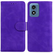 For Motorola Moto G Play 4G 2024 Skin Feel Pure Color Flip Leather Phone Case(Purple)