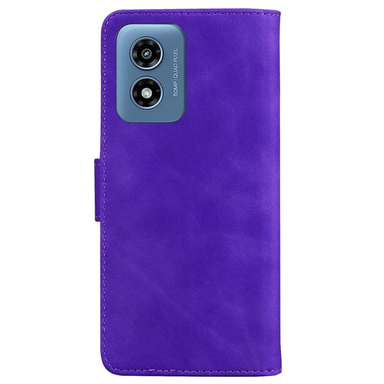 For Motorola Moto G Play 4G 2024 Skin Feel Pure Color Flip Leather Phone Case(Purple)