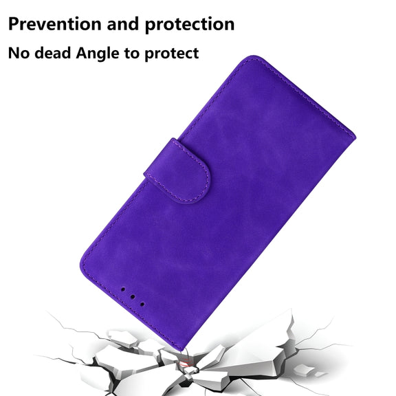 For Motorola Moto G Play 4G 2024 Skin Feel Pure Color Flip Leather Phone Case(Purple)