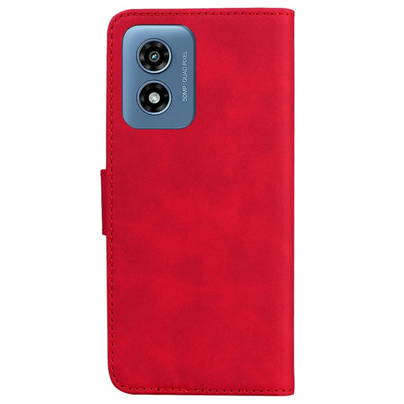 For Motorola Moto G Play 4G 2024 Skin Feel Pure Color Flip Leather Phone Case(Red)