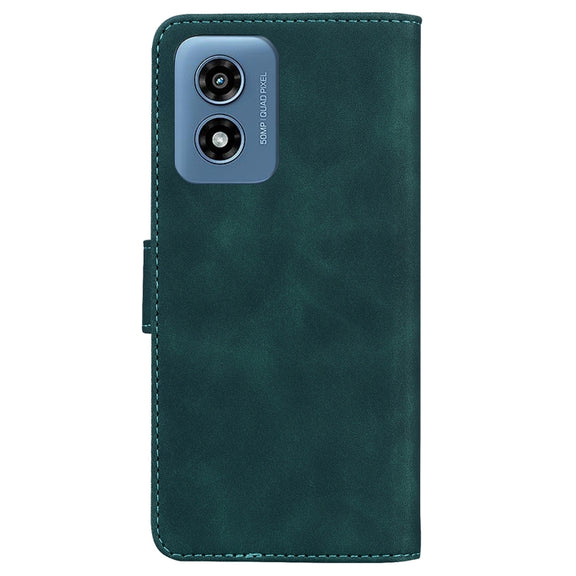 For Motorola Moto G Play 4G 2024 Skin Feel Pure Color Flip Leather Phone Case(Green)