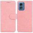 For Motorola Moto G Play 4G 2024 Skin Feel Pure Color Flip Leather Phone Case(Pink) - Motorola Cases by PMC Jewellery | Online Shopping South Africa | PMC Jewellery | Buy Now Pay Later Mobicred