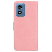 For Motorola Moto G Play 4G 2024 Skin Feel Pure Color Flip Leather Phone Case(Pink)