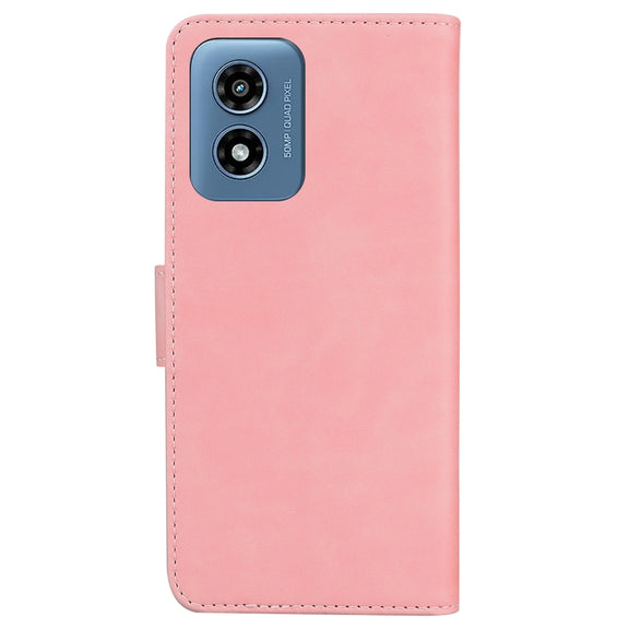 For Motorola Moto G Play 4G 2024 Skin Feel Pure Color Flip Leather Phone Case(Pink)