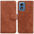 For Motorola Moto G Play 4G 2024 Skin Feel Pure Color Flip Leather Phone Case(Brown) - Motorola Cases by PMC Jewellery | Online Shopping South Africa | PMC Jewellery | Buy Now Pay Later Mobicred