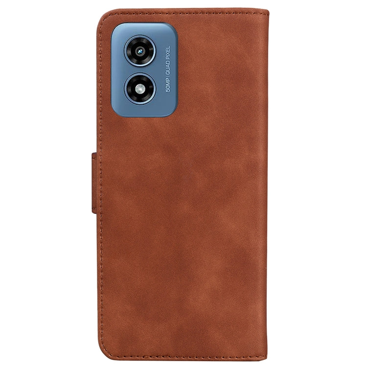 For Motorola Moto G Play 4G 2024 Skin Feel Pure Color Flip Leather Phone Case(Brown)