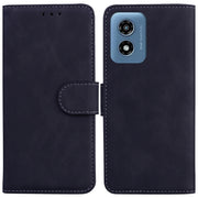 For Motorola Moto G Play 4G 2024 Skin Feel Pure Color Flip Leather Phone Case(Black)