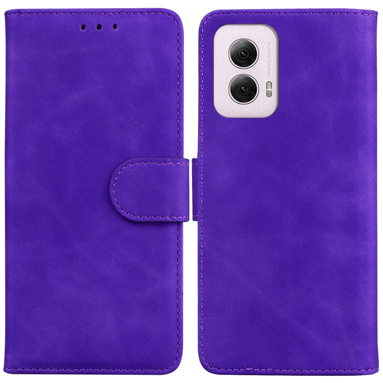 For Motorola Moto G Power 5G 2024 Skin Feel Pure Color Flip Leather Phone Case(Purple) - Motorola Cases by PMC Jewellery | Online Shopping South Africa | PMC Jewellery | Buy Now Pay Later Mobicred
