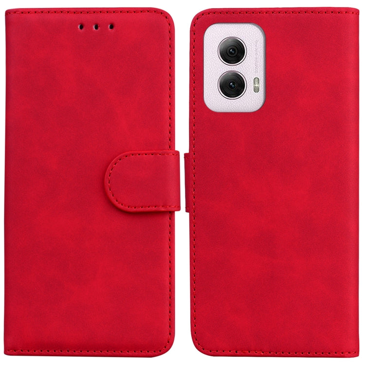 For Motorola Moto G Power 5G 2024 Skin Feel Pure Color Flip Leather Phone Case(Red) - Motorola Cases by PMC Jewellery | Online Shopping South Africa | PMC Jewellery | Buy Now Pay Later Mobicred