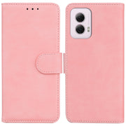 For Motorola Moto G Power 5G 2024 Skin Feel Pure Color Flip Leather Phone Case(Pink)