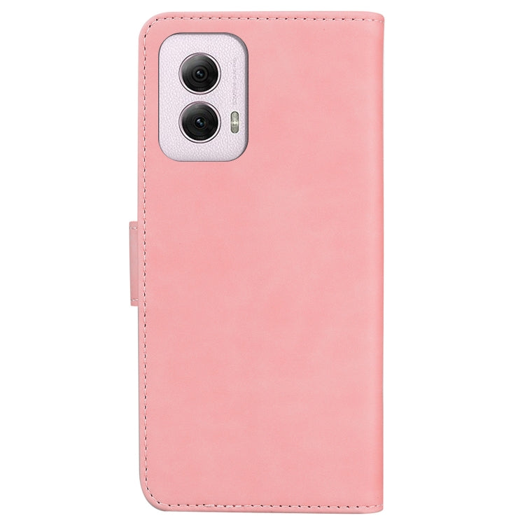 For Motorola Moto G Power 5G 2024 Skin Feel Pure Color Flip Leather Phone Case(Pink)