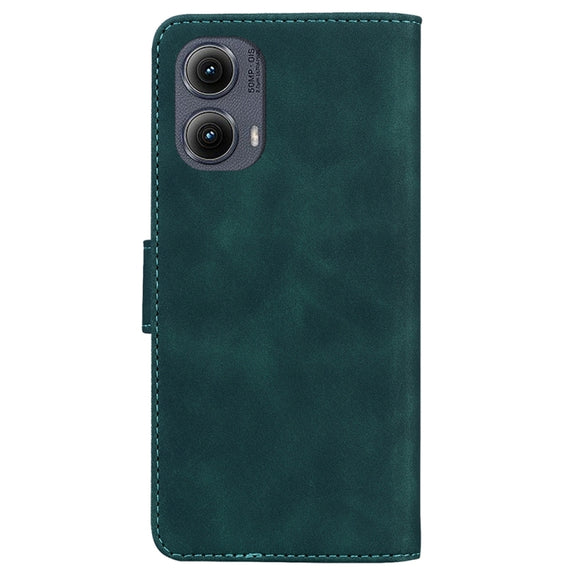 For Motorola Edge 2024 Skin Feel Pure Color Flip Leather Phone Case(Green)