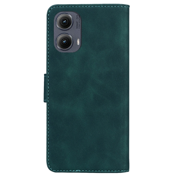 For Motorola Edge 2024 Skin Feel Pure Color Flip Leather Phone Case(Green)