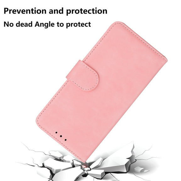 For Motorola Edge 2024 Skin Feel Pure Color Flip Leather Phone Case(Pink)