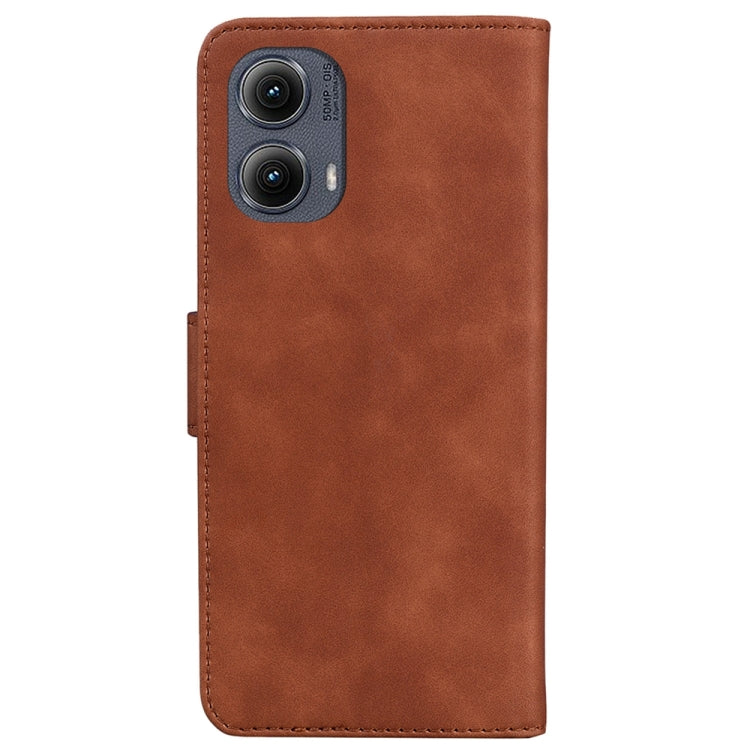For Motorola Edge 2024 Skin Feel Pure Color Flip Leather Phone Case(Brown) - Motorola Cases by PMC Jewellery | Online Shopping South Africa | PMC Jewellery | Buy Now Pay Later Mobicred