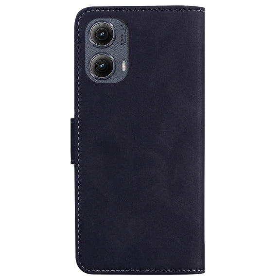For Motorola Edge 2024 Skin Feel Pure Color Flip Leather Phone Case(Black)
