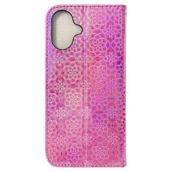 For iPhone 16 Colorful Magnetic Buckle Leather Phone Case(Pink)