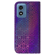 For Motorola Moto G Play 4G 2024 Colorful Magnetic Buckle Leather Phone Case(Purple)