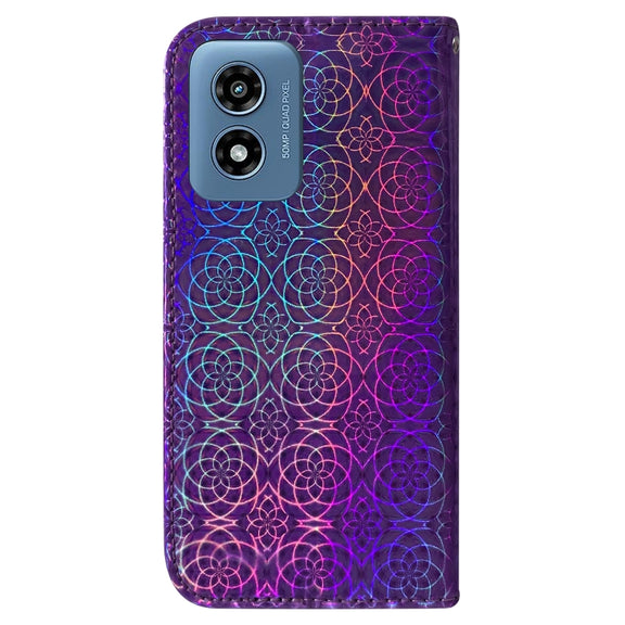 For Motorola Moto G Play 4G 2024 Colorful Magnetic Buckle Leather Phone Case(Purple)