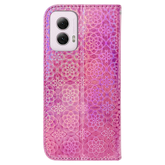 For Motorola Moto G Power 5G 2024 Colorful Magnetic Buckle Leather Phone Case(Pink)